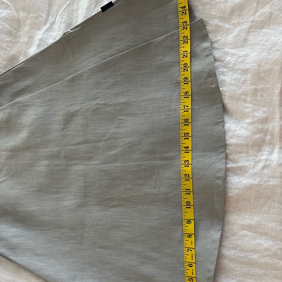 (S) Linen Wrap Skirt, Knee Length Circle Skirt-Beige - Picture 7 of 11